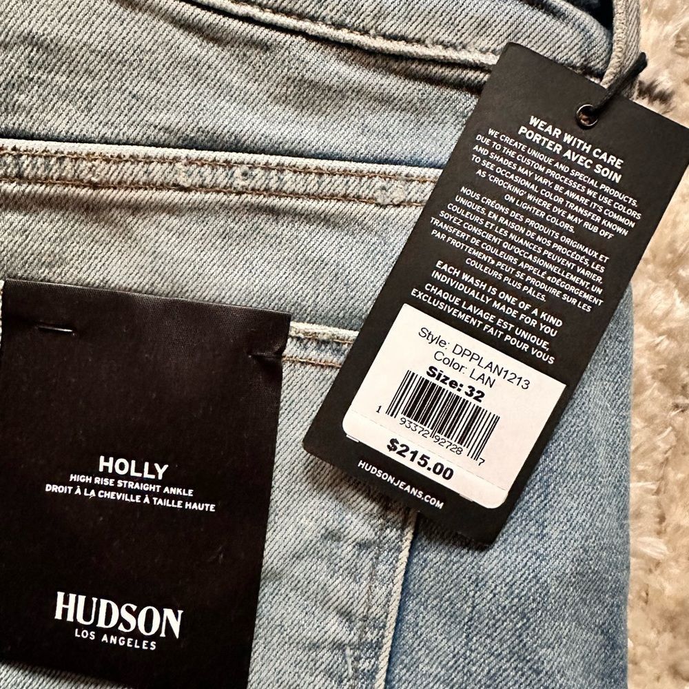 Hudson Landslide Denim Holly High-rise Straight Ankle Mom Jeans 32/12 Button Fly - Picture 9 of 9